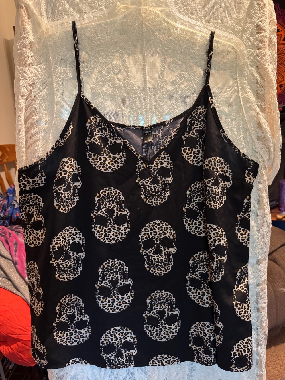 Black Leopard Skull Print Cami Top